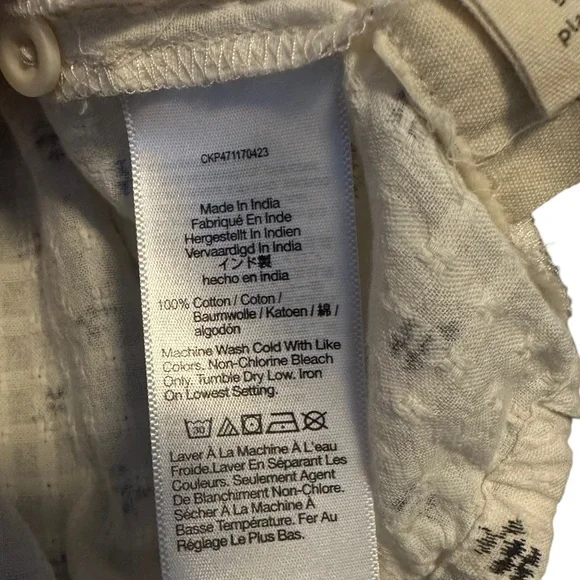 Madewell | Button-Up Drawstring Shirt in Blooming Ikat Size M 100% Cotton - Picture 10 of 12